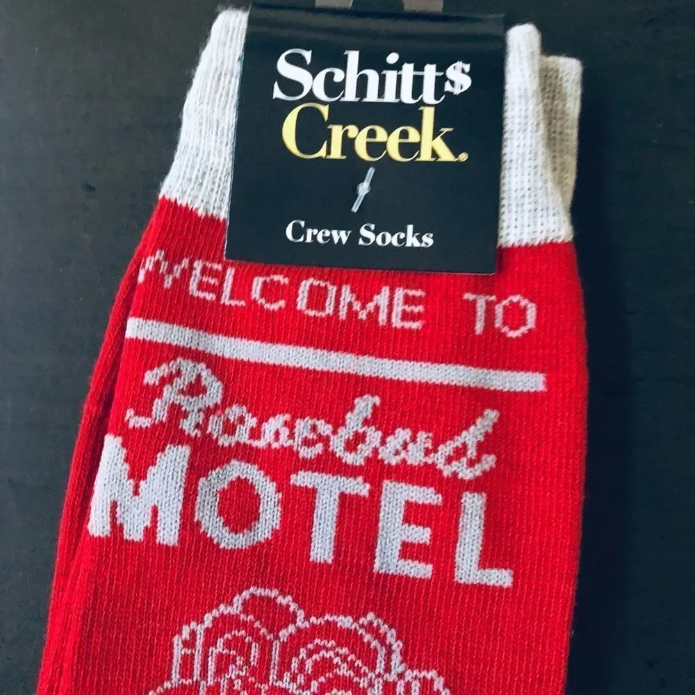 Schitt’s Creek “Rosebud Motel” Red Adult Graphic Fun Socks
